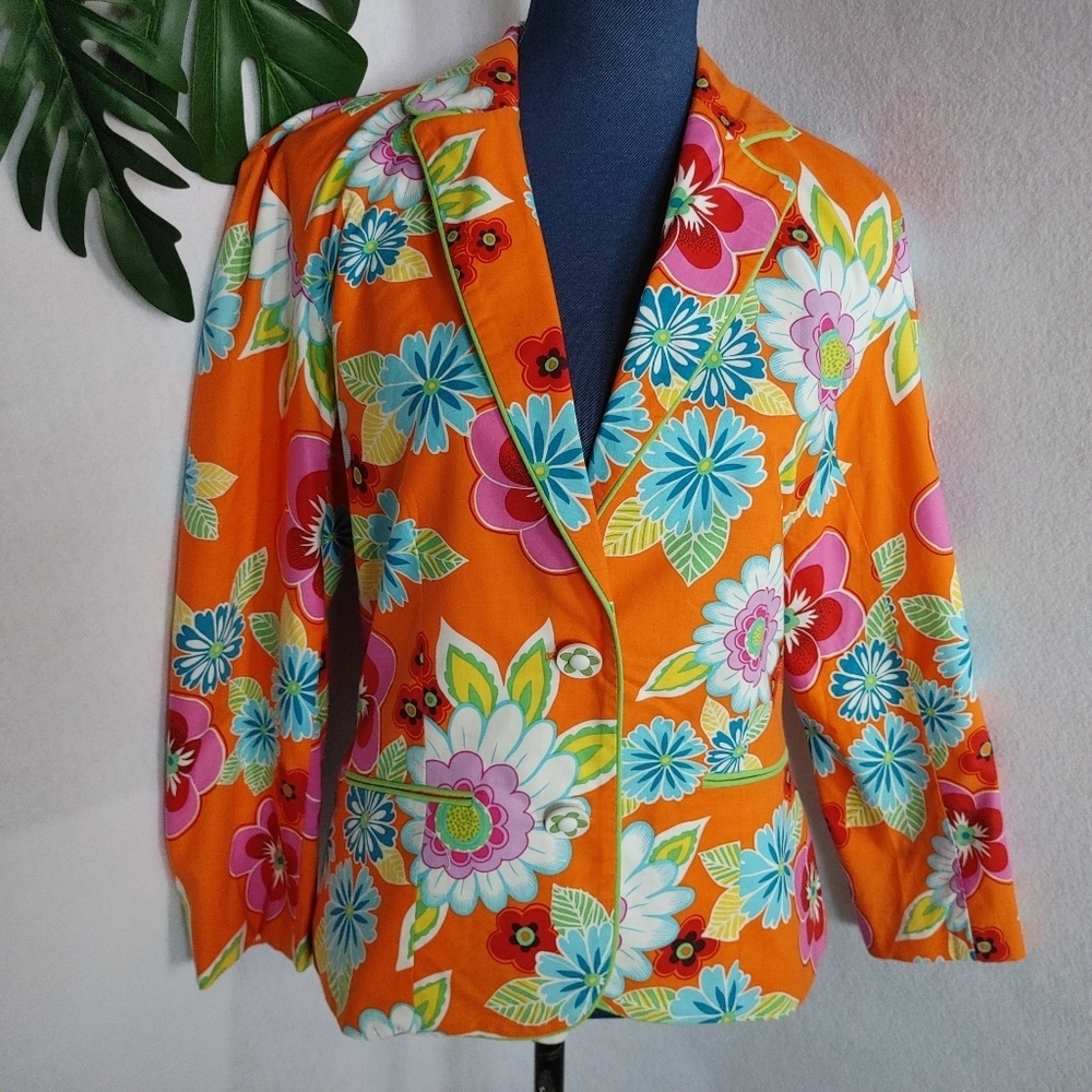 Felice Pappas Bright Floral Blazer Jacket